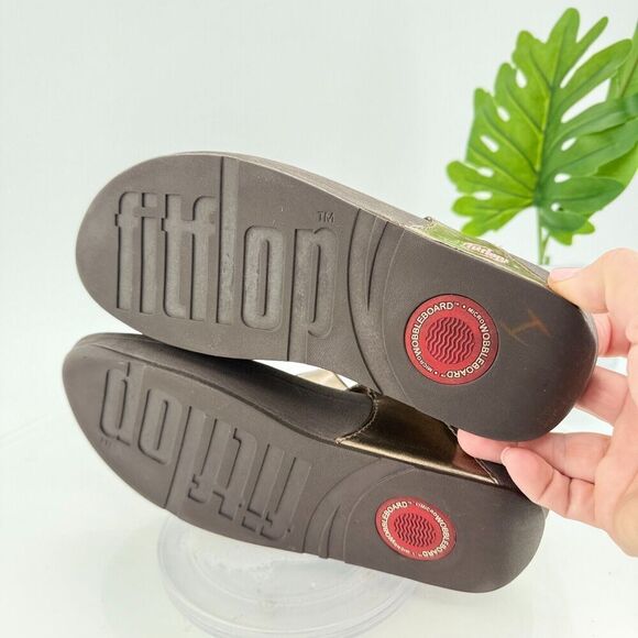 Fitflop Women's Walkstar Sandal Size 9 Thong Slide Toning Shoe Gold Rhinestone - Picture 10 of 13